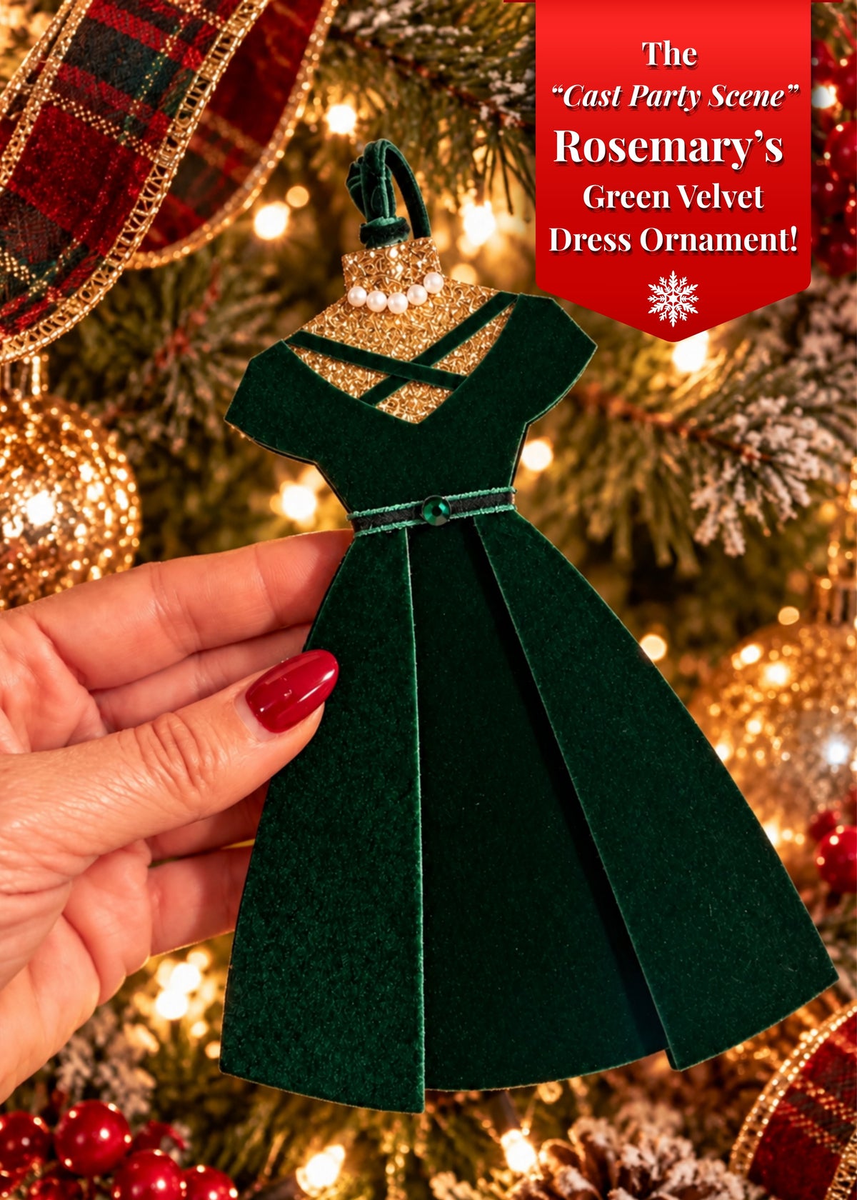 Rosemary Green Velvet Dress Christmas Ornament