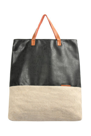 THE "HEATHER" BLACK LEATHER TOTE BAG