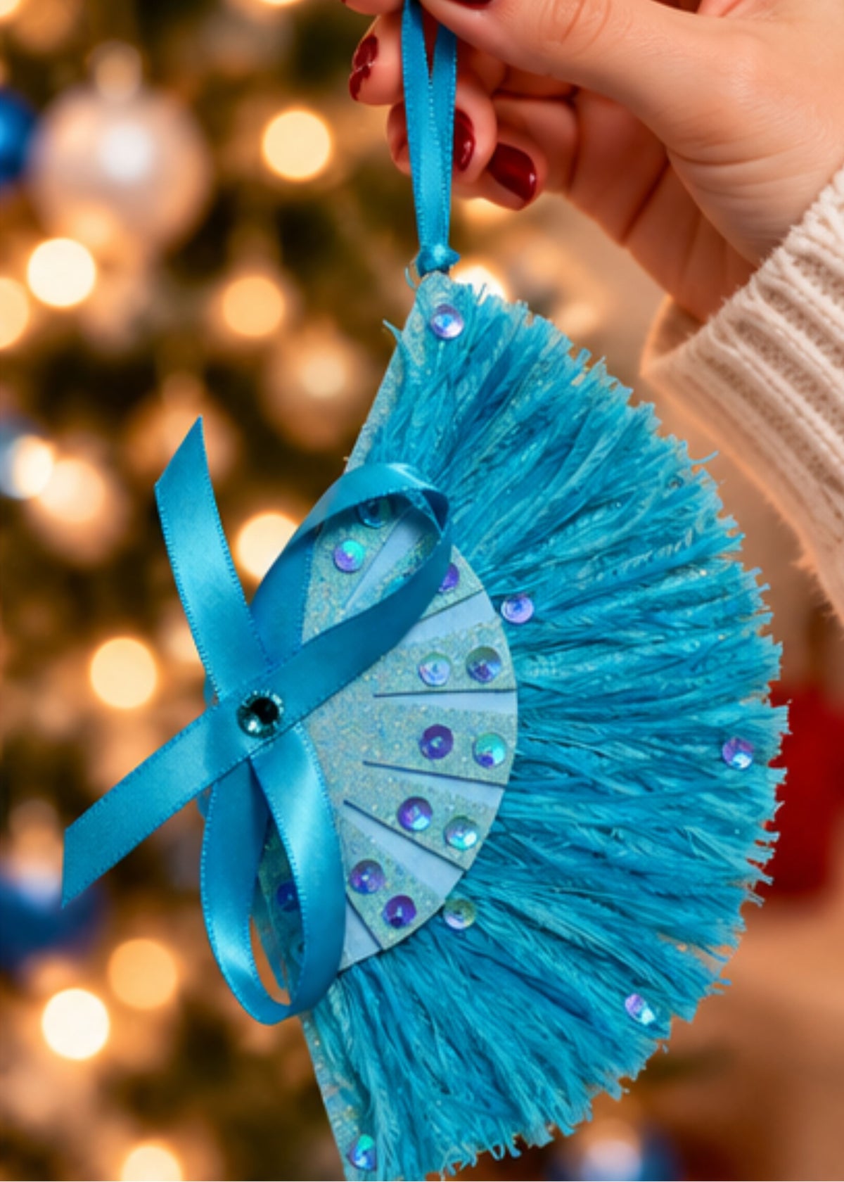 Blue "Sisters" Fan Christmas Ornament - Rosemary Clooney Museum