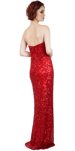 STRAPLESS SWEETHEART SEQUINS LONG FORMAL PROM DRESS