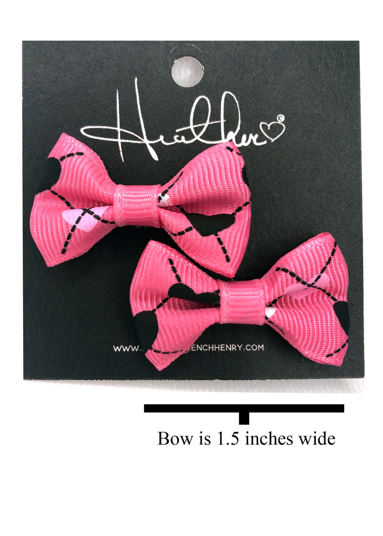 Pink Argyle Bow Tie Earrings