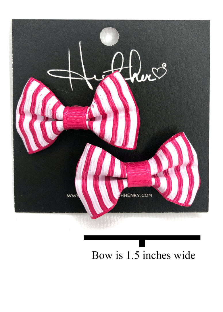 Pink Stripe Bow Tie Earrings