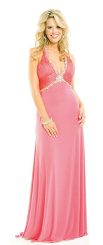 Coral Halter Jersey Gown SAMPLE